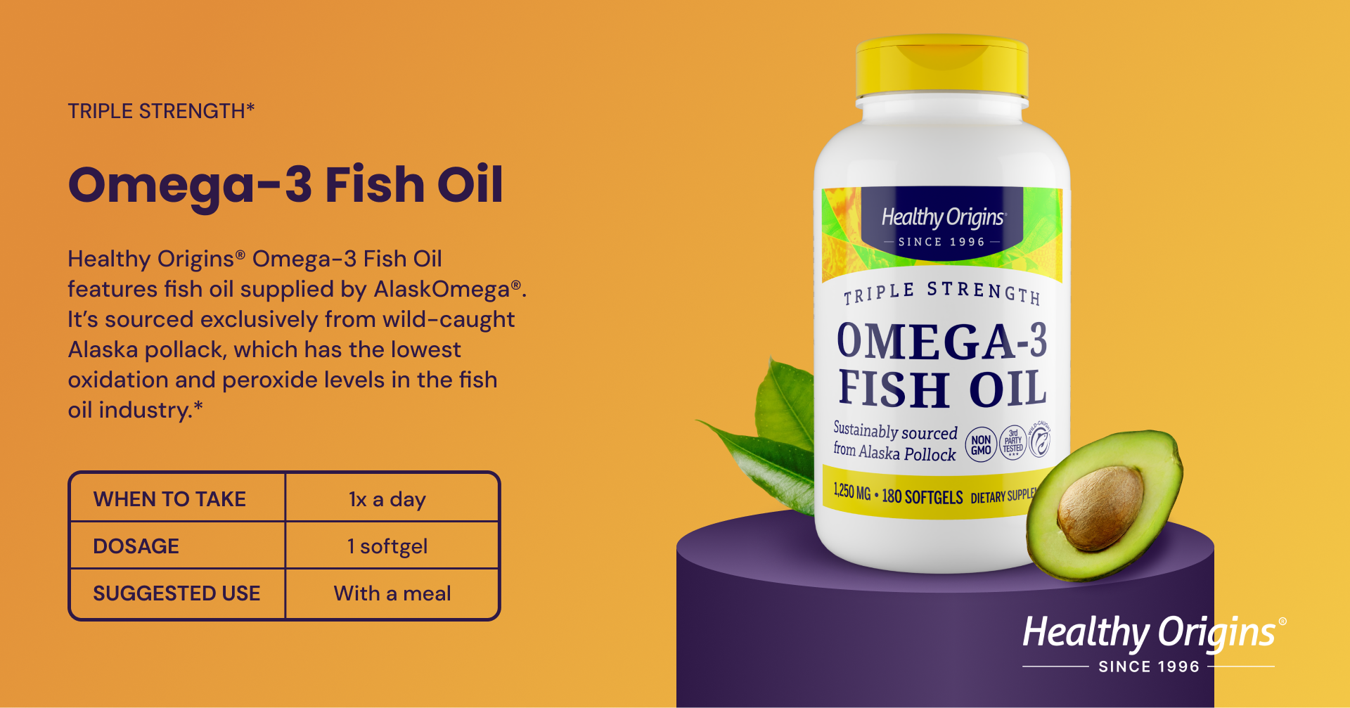Omega-3 Fish Oil (Triple Strength) Healthy Origins Omega-3 Fish Oil (Triple Strength) Healthy Origins